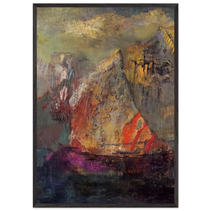 A BOAT 1 - Odilon Redon 70x100 cm / 28x40 inches Framed Art Print – Black Wooden Frame