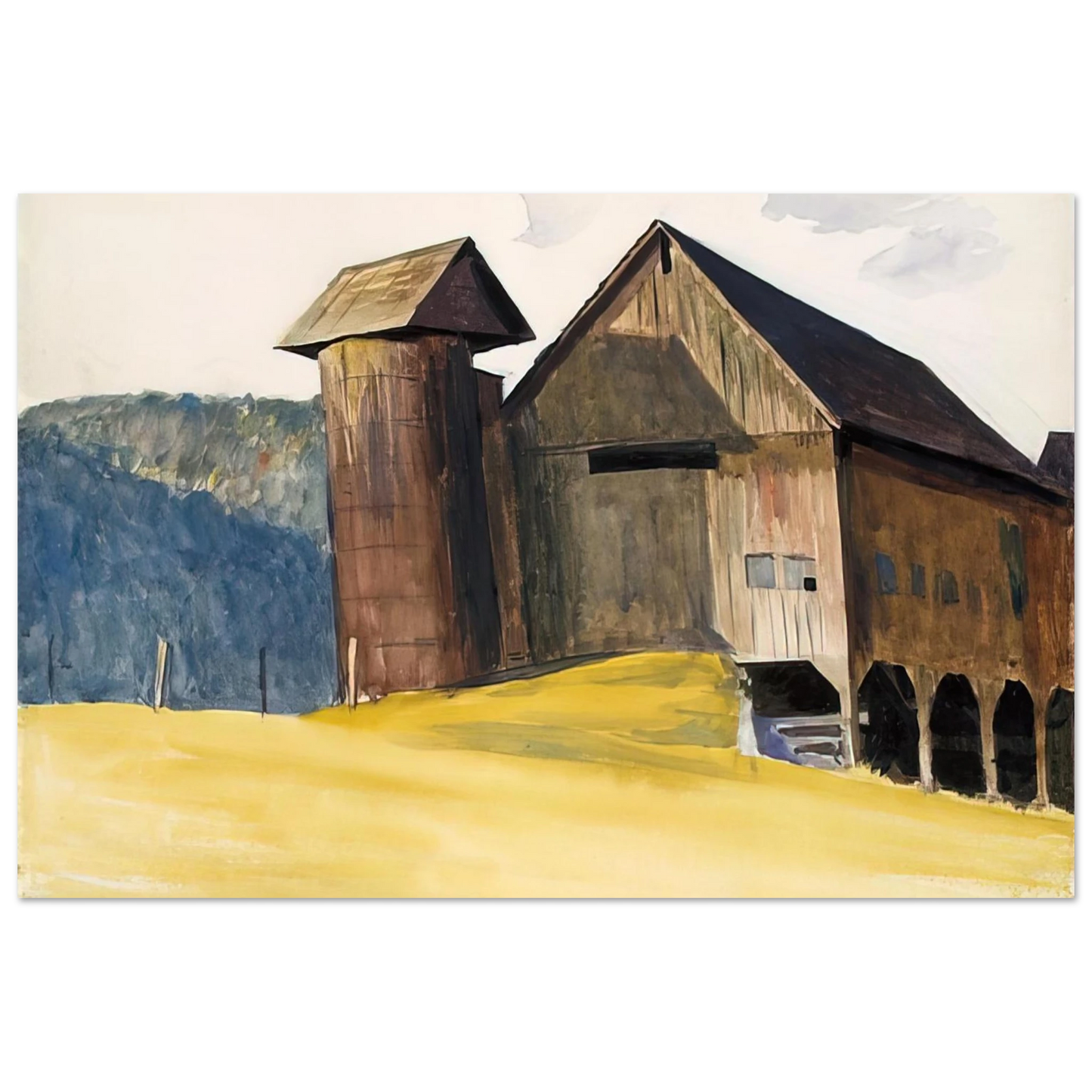 Edward Hopper - Barn and Silo, Vermont Fine Art Poster - 40x60 cm / 16x24 inches