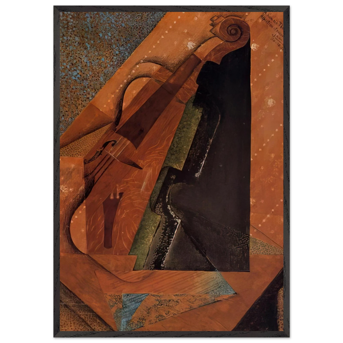 THE VIOLIN 1914 - Juan Gris 70x100 cm / 28x40 inches Framed Art Print – Black Wooden Frame