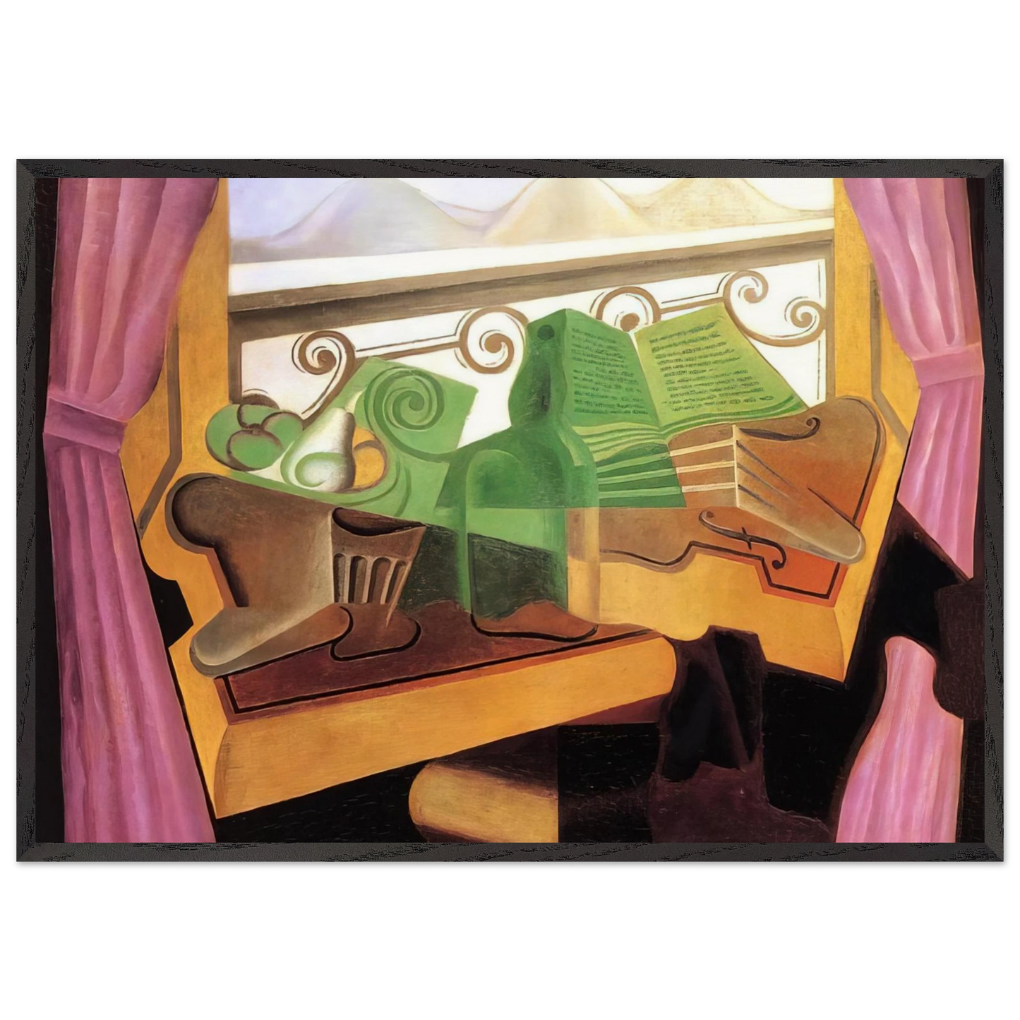 OPEN WINDOW WITH HILLS 1923 - Juan Gris 70x100 cm / 28x40 inches Framed Art Print – Black Wooden Frame