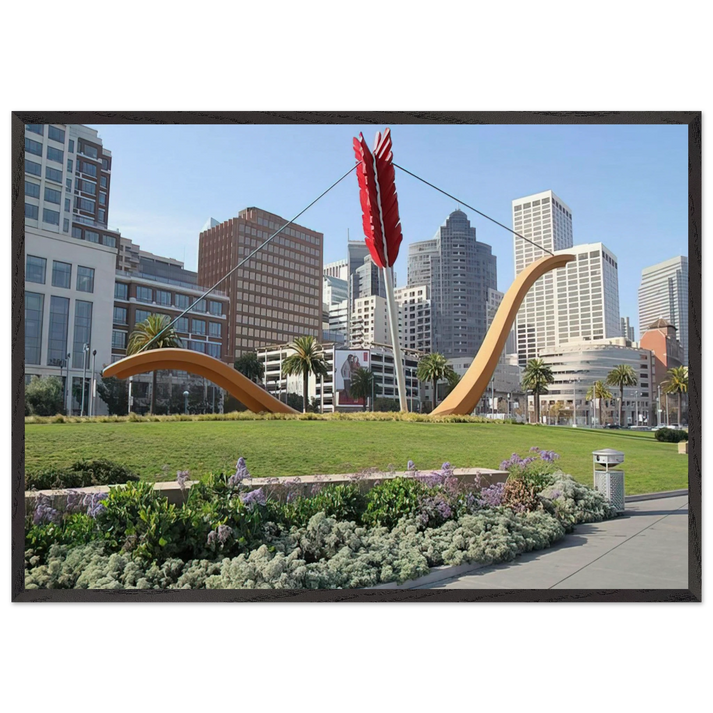 CUPID S SPAN COLLABORATION WITH VAN BRUGGEN 2002 - Claes Oldenburg 70x100 cm / 28x40 inches Framed Art Print – Black Wooden Frame