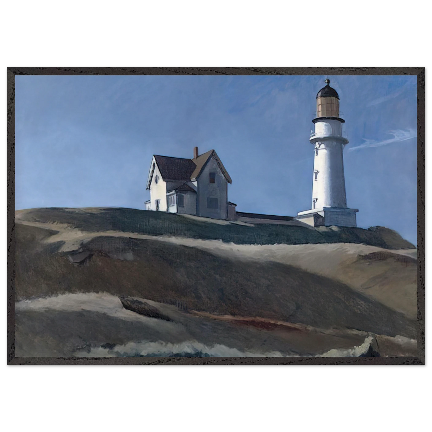 Lighthouse HIll - Edward Hopper 70x100 cm / 28x40 inches Framed Art Print – Black Wooden Frame