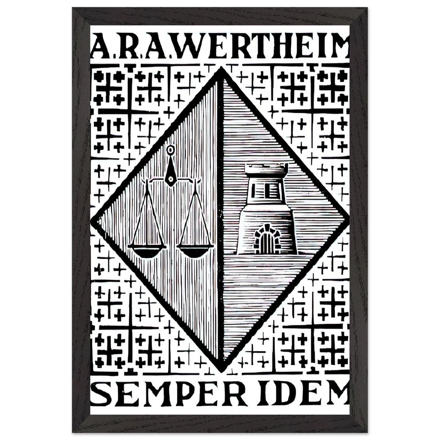 MC Escher - BOOKPLATE A R A WERTHEIM Wall Art - 60x80 cm / 24x32 inches - Premium Wooden Framed Poster With Fine Art Paper - White frame