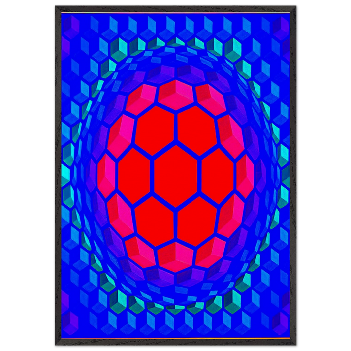 Cheyt Pyr - 1971 - Victor Vasarely 70x100 cm / 28x40 inches Framed Art Print – Black Wooden Frame