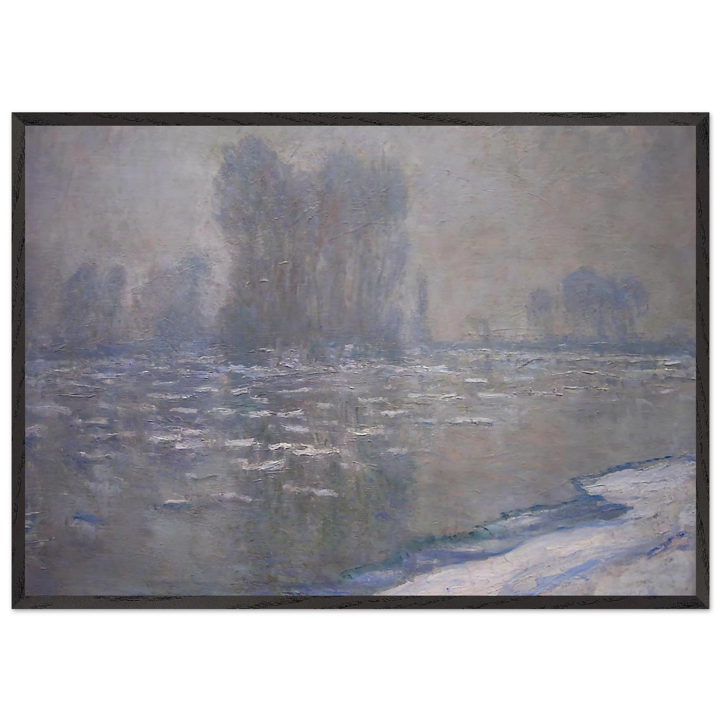 Ice Floes Misty Morning - claude monet Framed Art Print – Black Wooden Frame - Default Title - -Framed Art Print