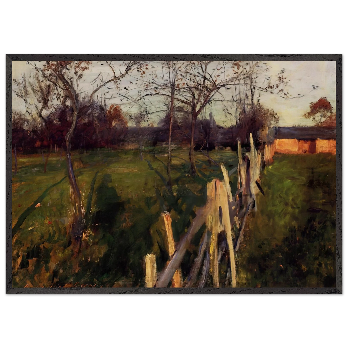 Home Fields - John Singer Sargent 70x100 cm / 28x40 inches Framed Art Print – Black Wooden Frame