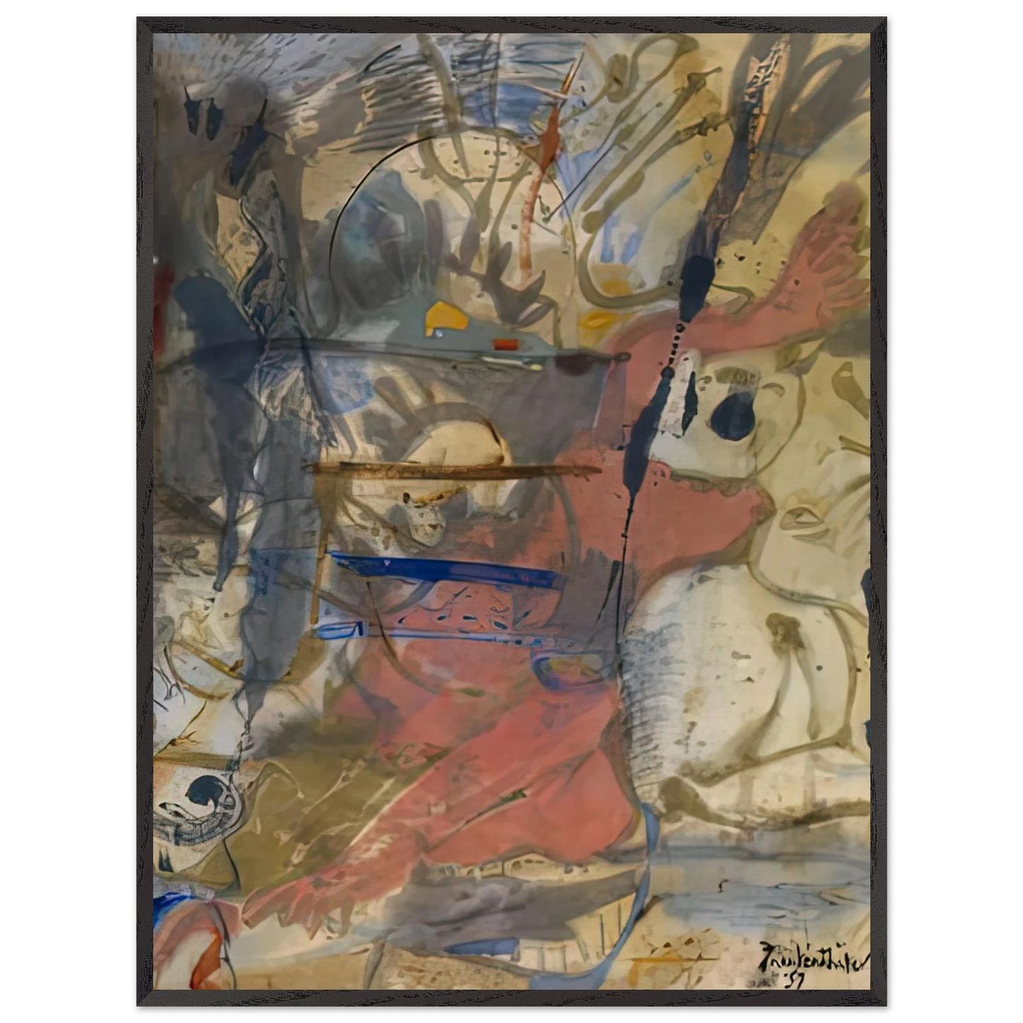 Helen Frankenthaler - Europa, 1957- Wall Art - 60x80 cm / 24x32 inches - Premium Wooden Framed Poster With Fine Art Paper - Wood frame