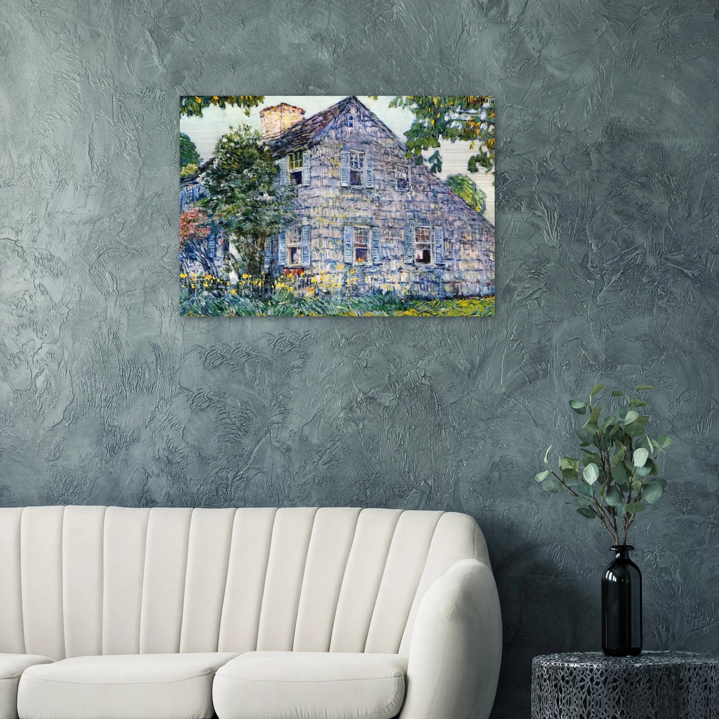 Old House, East Hampton - Childe Hassam Brushed Aluminum Print - 70x100 cm / 28x40 inches | Childe Hassam Aluminum Print | Childe Hassam Prints