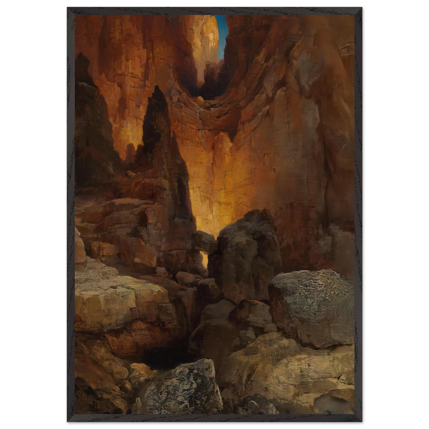 A Side Canyon Grand Canyon of Arizona - Thomas Moran 70x100 cm / 28x40 inches Framed Art Print – Black Wooden Frame