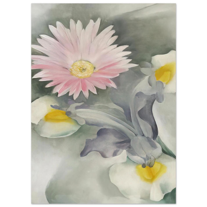Georgia O'Keeffe - Pink Daisy with Iris Fine Art Poster