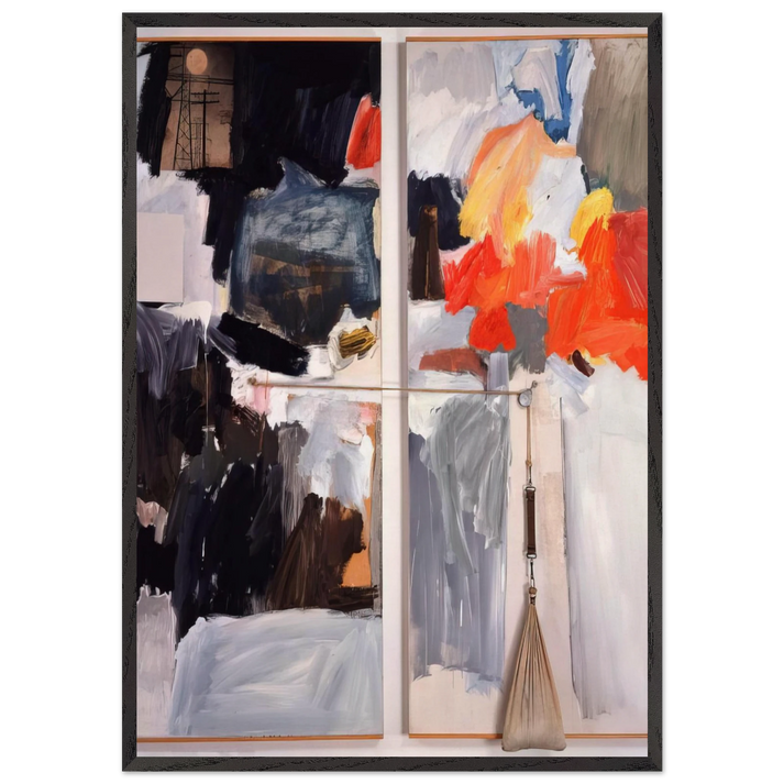 STUDIO PAINTING 1961 1 - Robert Rauschenberg 70x100 cm / 28x40 inches Framed Art Print – Black Wooden Frame