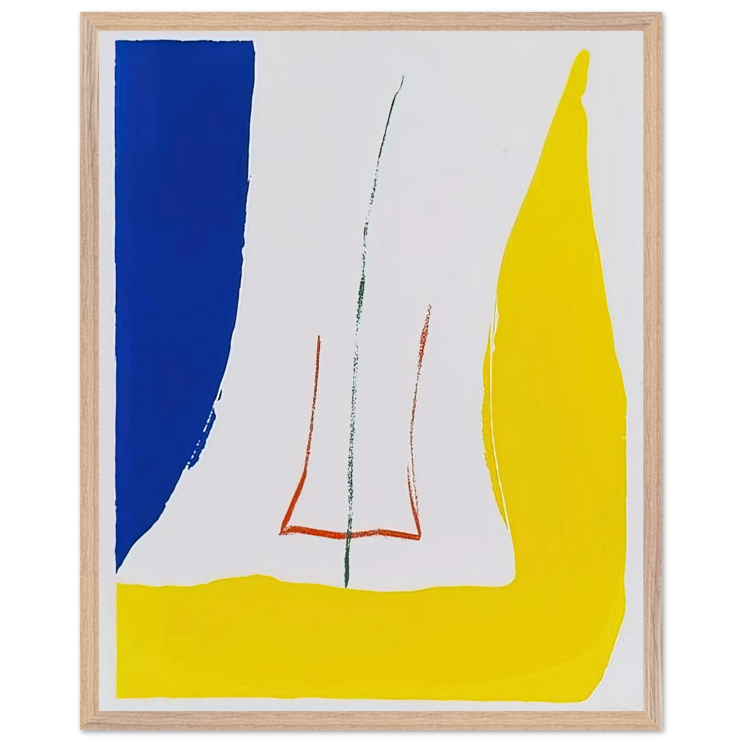 Helen Frankenthaler - Sun Corner - 1968 Wall art - 28x43 cm / XL (11x17 inches) - Premium Wooden Framed Poster With Fine Art Paper - Wood frame