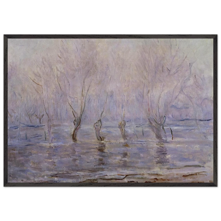 Flood at Giverny - claude monet 70x100 cm / 28x40 inches Framed Art Print – Black Wooden Frame