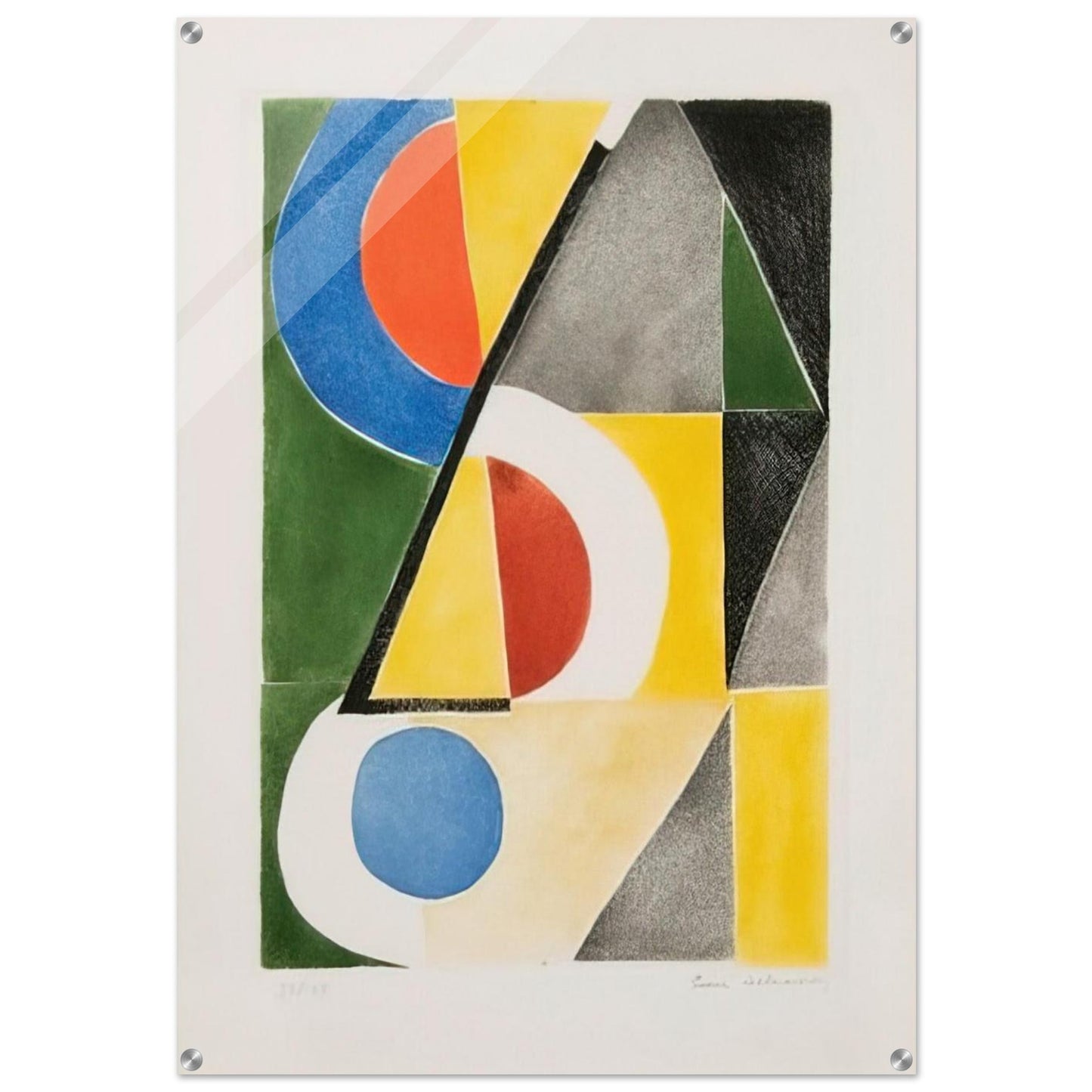 ABSTRACT COMPOSITION WITH TRIANGLES AND SEMICIRCLES - Sonia Delaunay Acrylic Print - 70x100 cm / 28x40″ inches