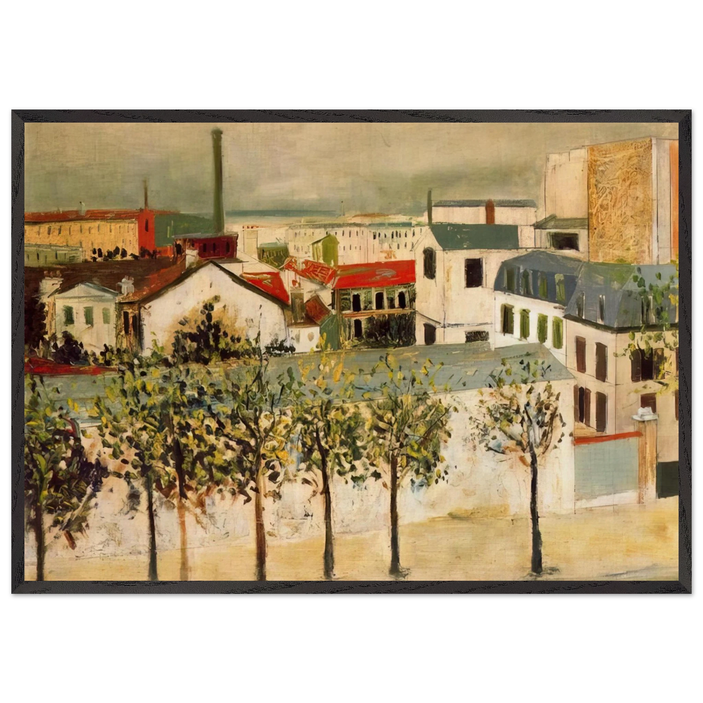 PARIS SUBURBS - Maurice Utrillo Framed Art Print – Black Wooden Frame - Default Title - -Framed Art Print