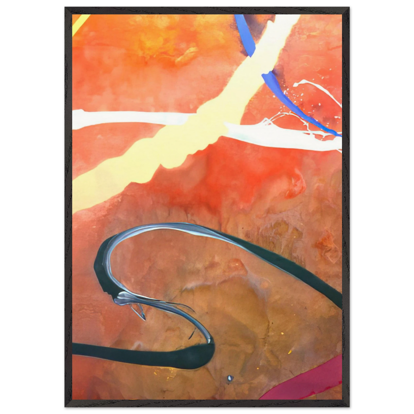 Serpentine - 1969 - Ronnie Landfield Framed Art Print – Black Wooden Frame - Default Title - -Framed Art Print