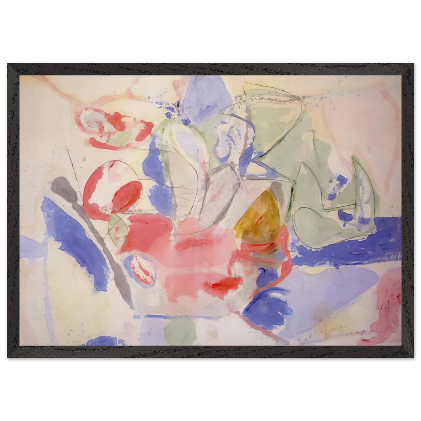 Helen Frankenthaler - Mountains and Sea - 1952 Wall art - 45x60 cm / 18x24 Inches - Premium Wooden Framed Poster With Fine Art Paper - Black frame