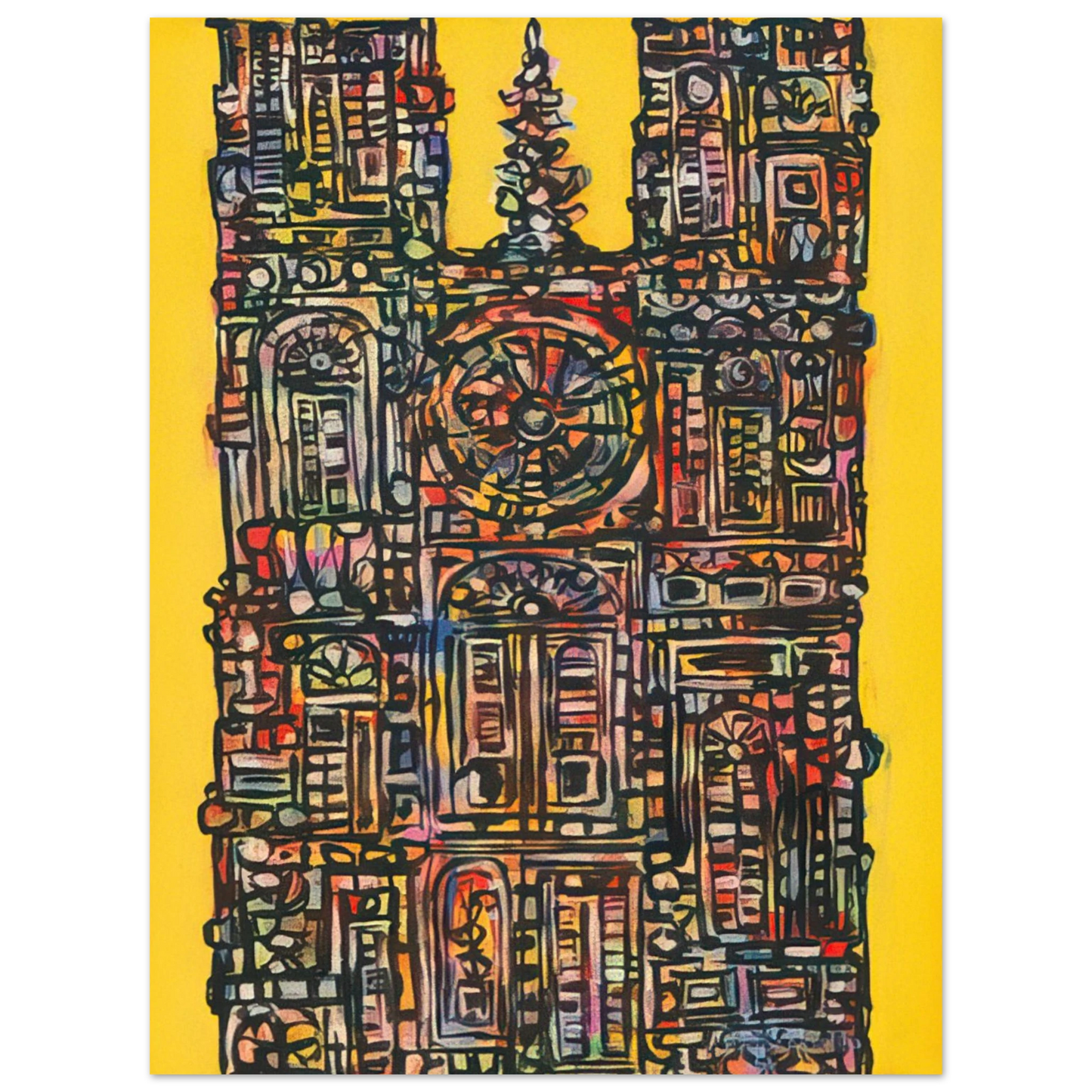 Rene Portocarrero - CATHEDRAL IN YELLOW 1961 Fine Art Poster - Default Title