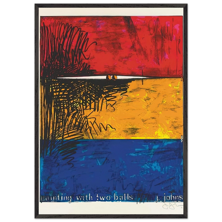 PAINTING WITH TWO BALLS ULAE 87 - Jasper Johns 70x100 cm / 28x40 inches Framed Art Print – Black Wooden Frame