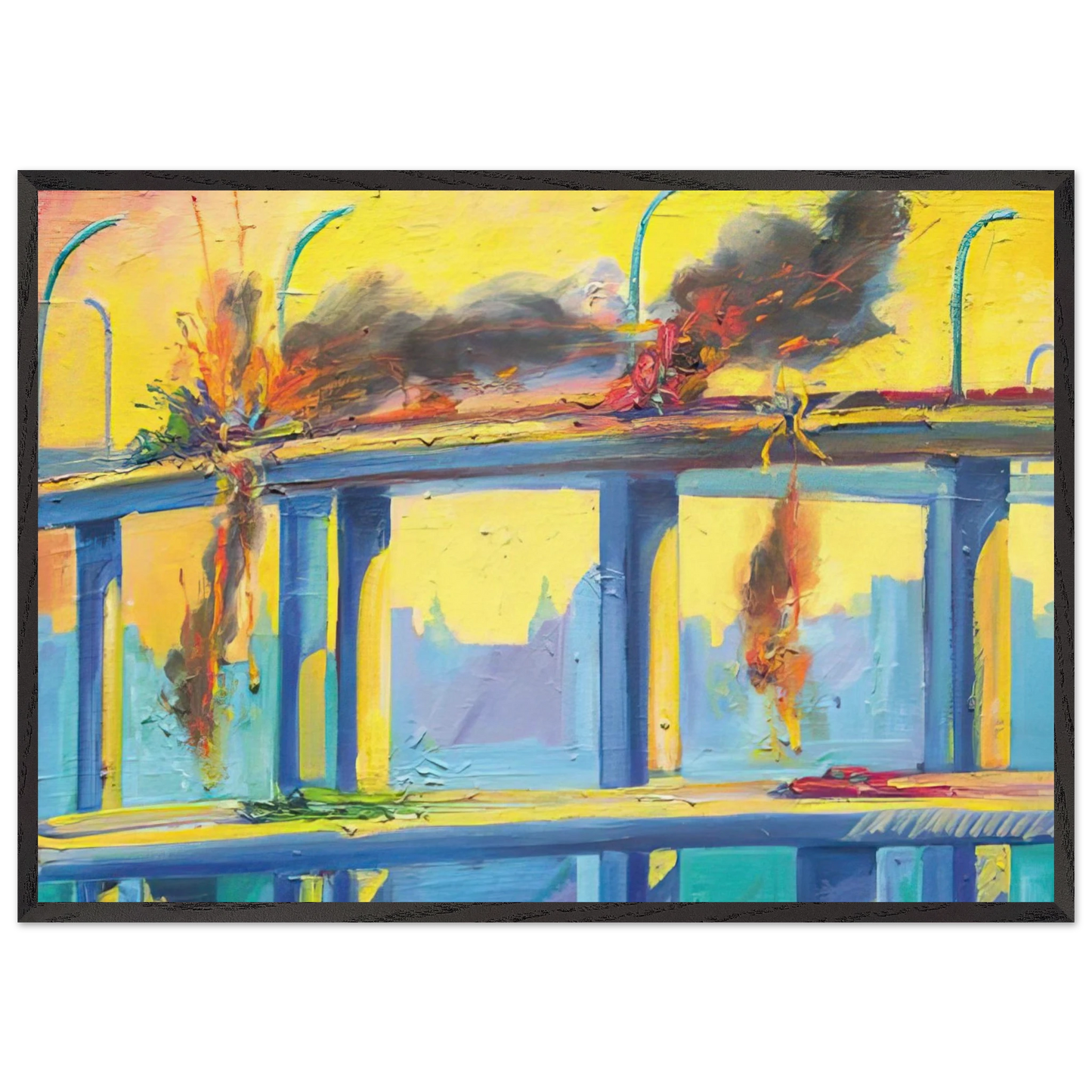 Sunset Crash - 1982 - Carlos Almaraz Framed Art Print – Black Wooden Frame - Default Title - -Framed Art Print