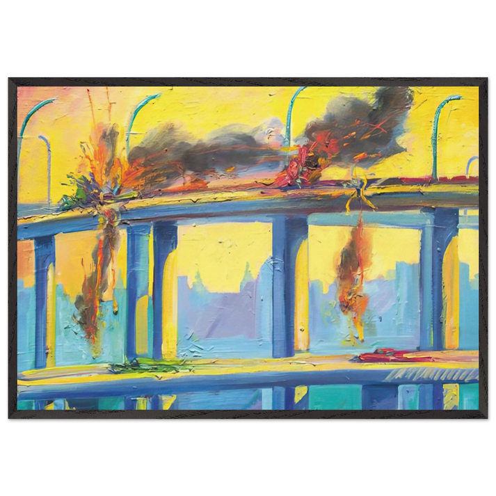Sunset Crash - 1982 - Carlos Almaraz 70x100 cm / 28x40 inches Framed Art Print – Black Wooden Frame