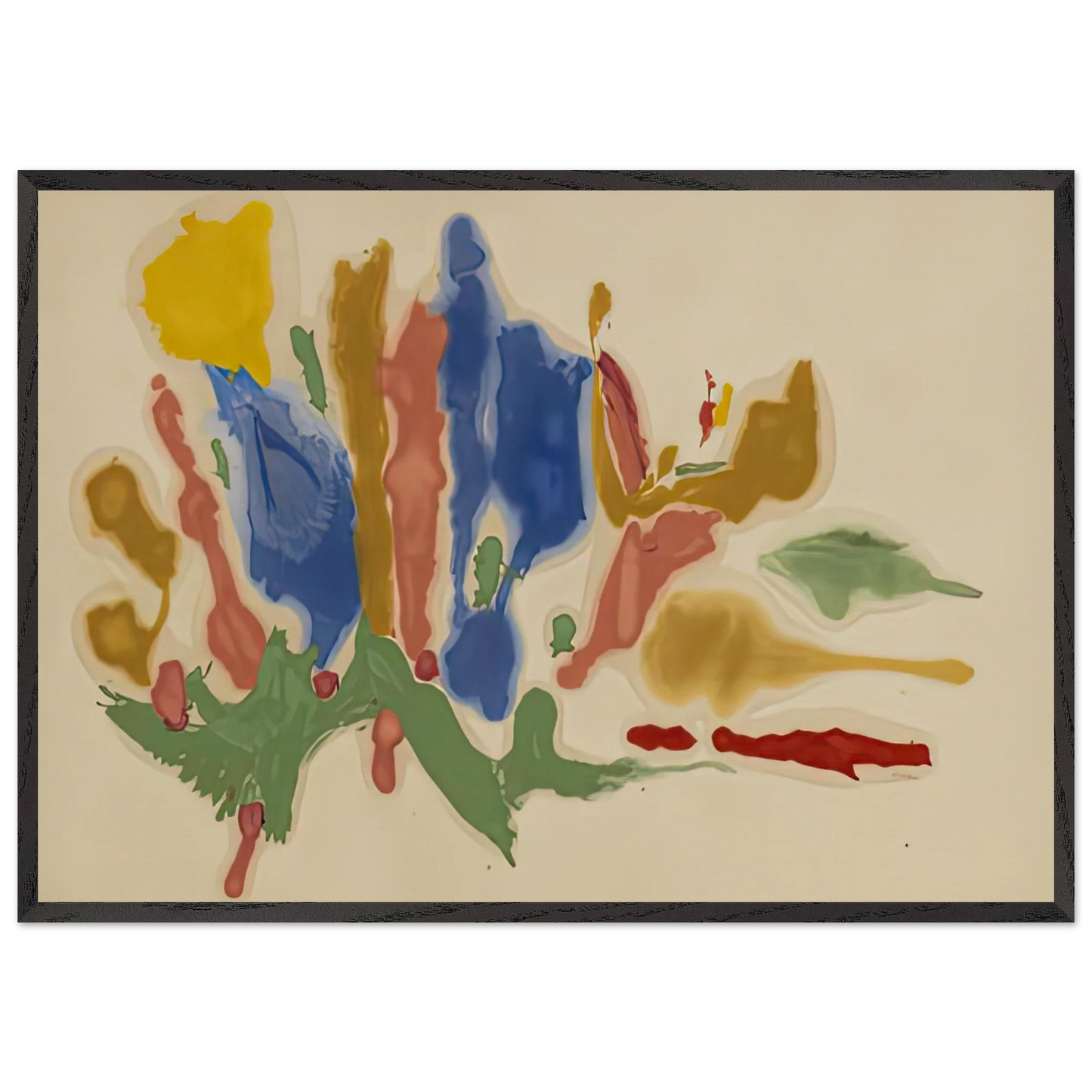 Cool Summer 1962- - Helen Frankenthaler 70x100 cm / 28x40 inches Framed Art Print – Black Wooden Frame