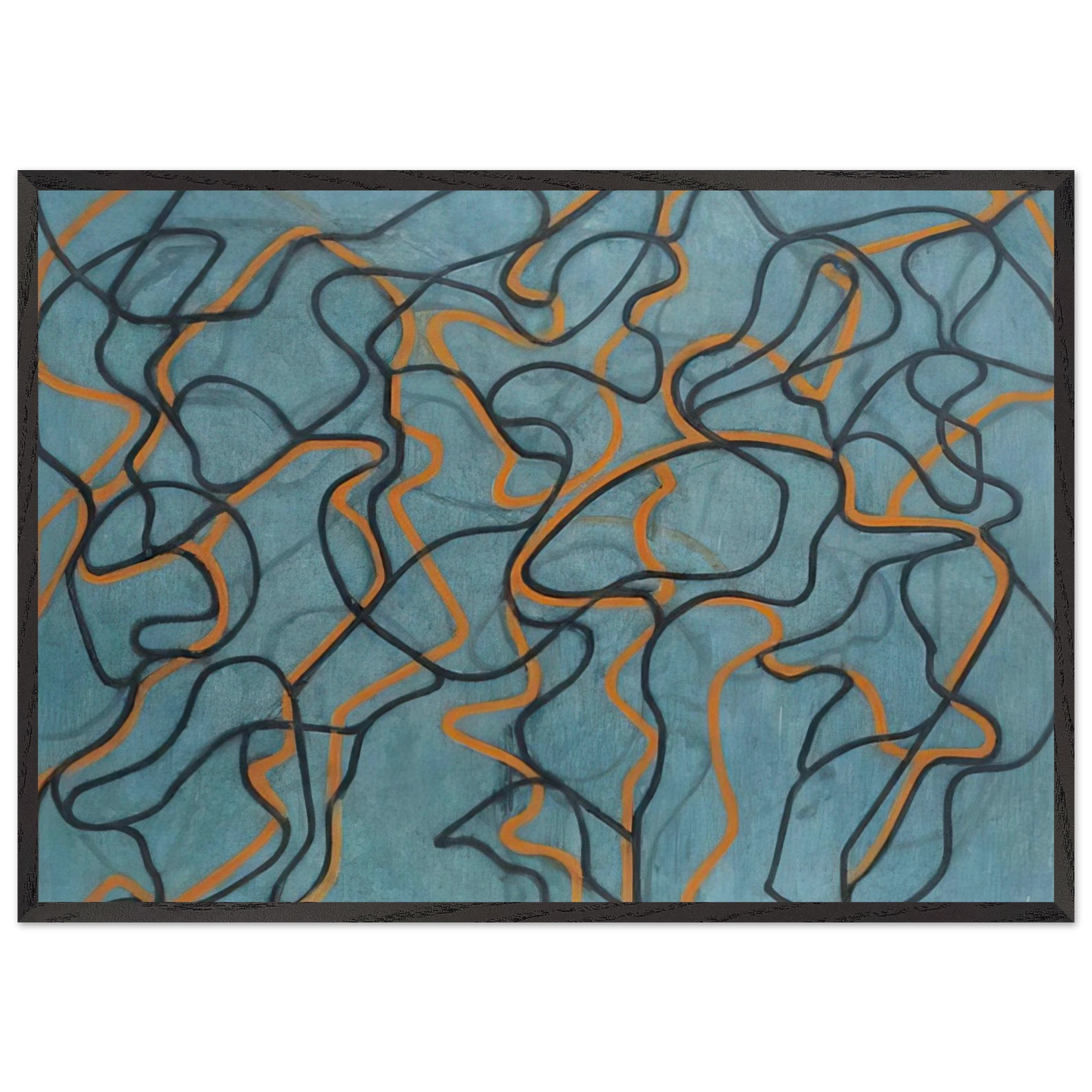 Letter About Rocks 3 Blue Ground - 2010 - Brice Marden 70x100 cm / 28x40 inches Framed Art Print – Black Wooden Frame