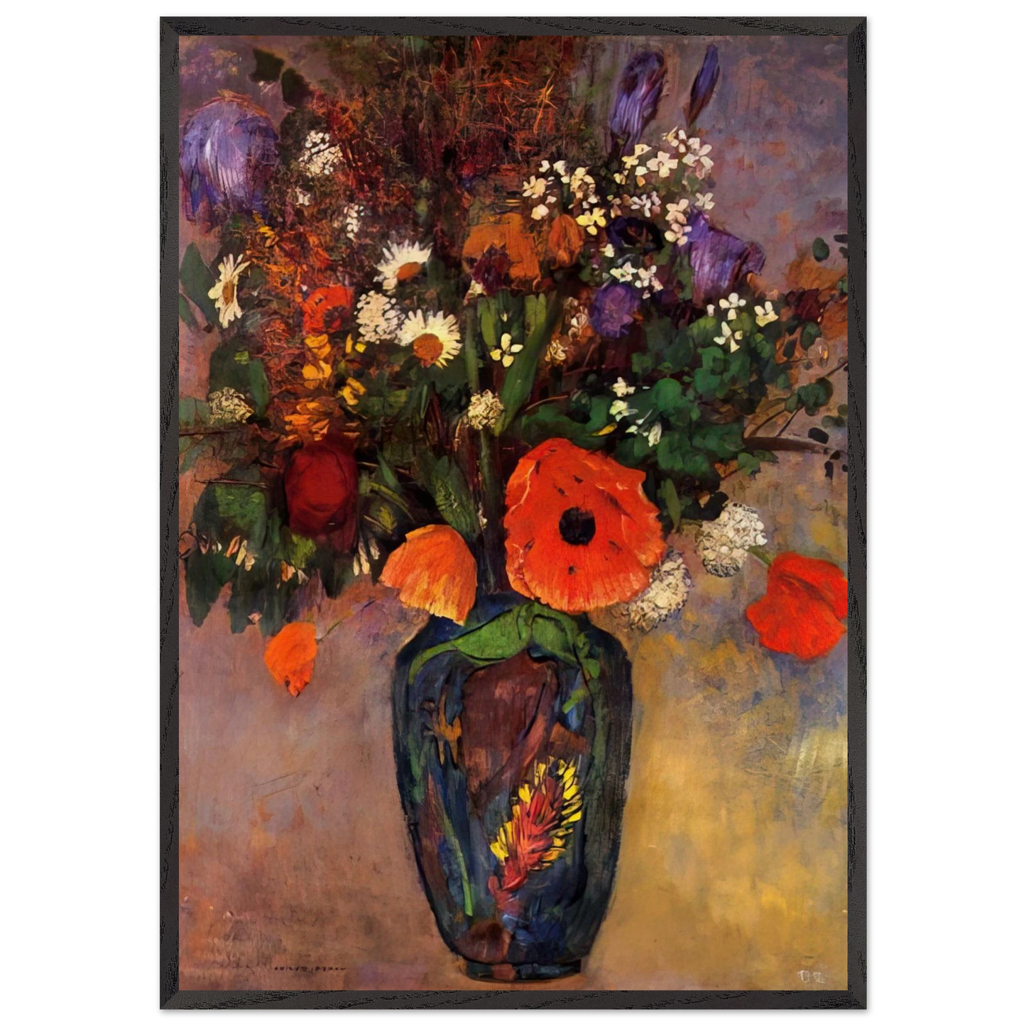 VASE DE FLEURS - Odilon Redon 70x100 cm / 28x40 inches Framed Art Print – Black Wooden Frame