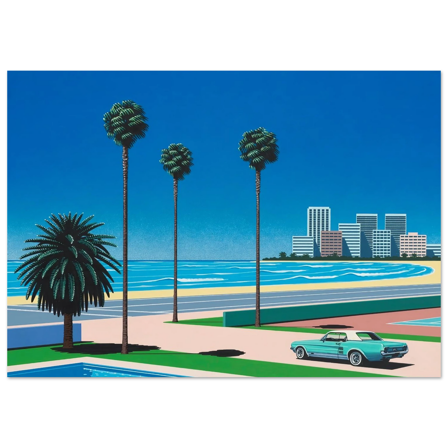 Hiroshi Nagai - Sunshine Reggae Wall Art - 60x80 cm / 24x32 inches - Premium Wooden Framed Poster With Fine Art Paper - Black frame