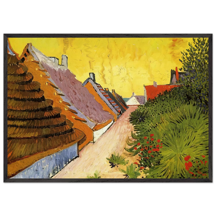 Street in Saintes-Maries - Vincent van Gogh 70x100 cm / 28x40 inches Framed Art Print – Black Wooden Frame