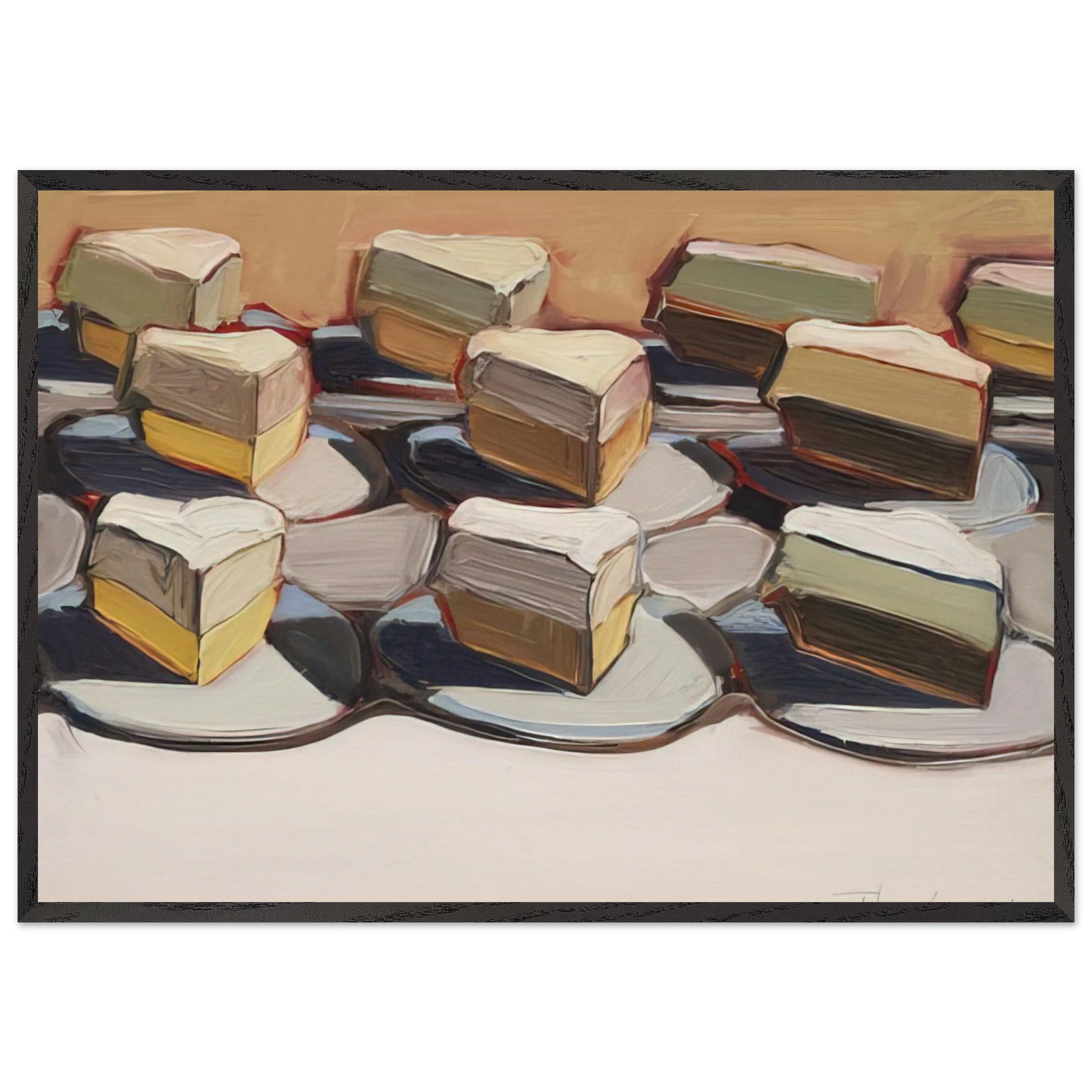 Cut Meringues - 1961 - Wayne Thiebaud 70x100 cm / 28x40 inches Framed Art Print – Black Wooden Frame