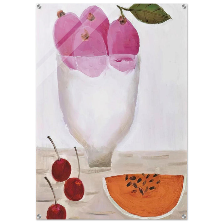 Three Cherries - 2000 - Mary Fedden Acrylic Print - 70x100 cm / 28x40″ inches | Mary Fedden Wall Art | Mary Fedden Prints