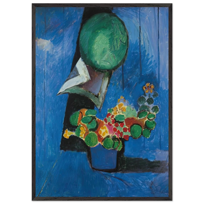 FLOWERS AND CERAMIC PLATE 1913 - Henri Matisse 70x100 cm / 28x40 inches Framed Art Print – Black Wooden Frame