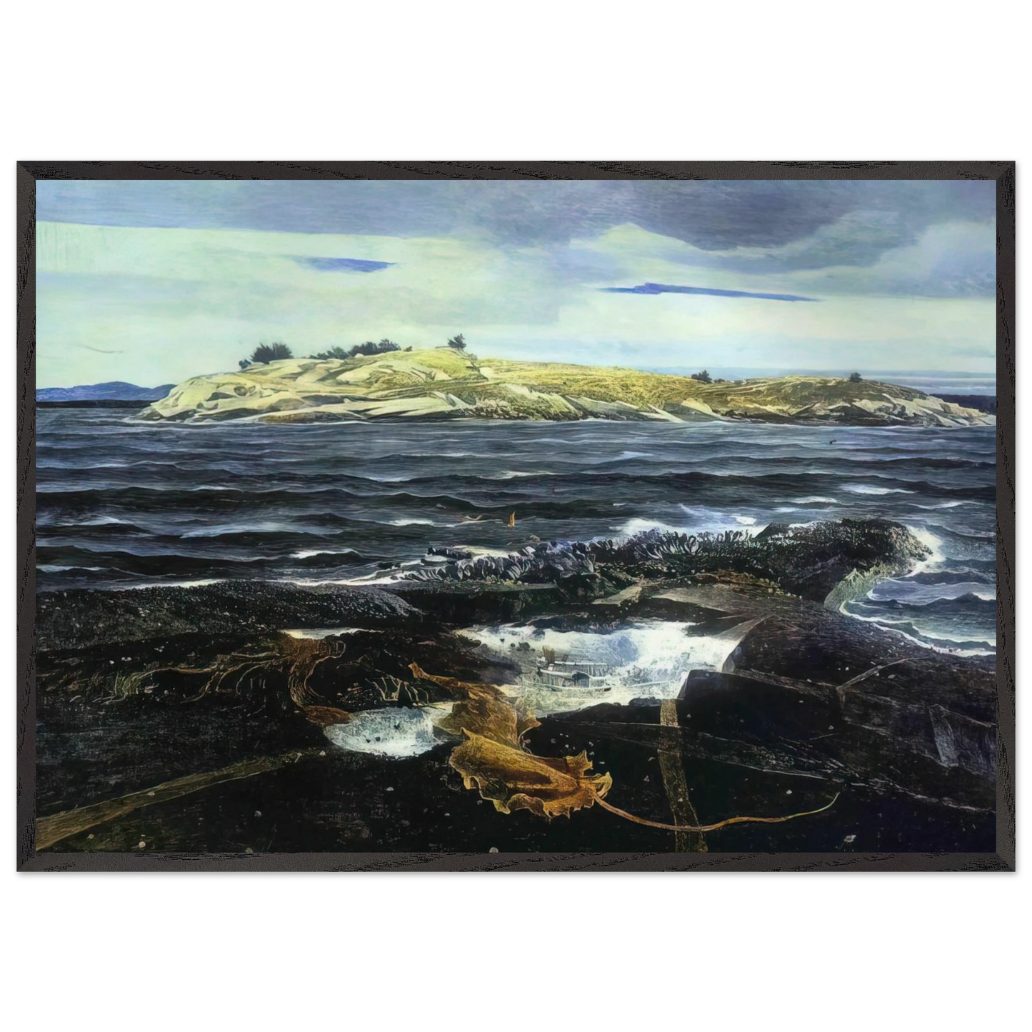 LITTLE CALDWELLS ISLAND - Andrew Wyeth Framed Art Print – Black Wooden Frame - Default Title - -Framed Art Print