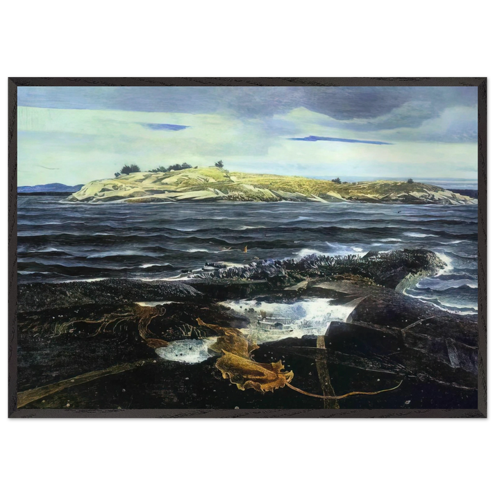 LITTLE CALDWELLS ISLAND - Andrew Wyeth 70x100 cm / 28x40 inches Framed Art Print – Black Wooden Frame