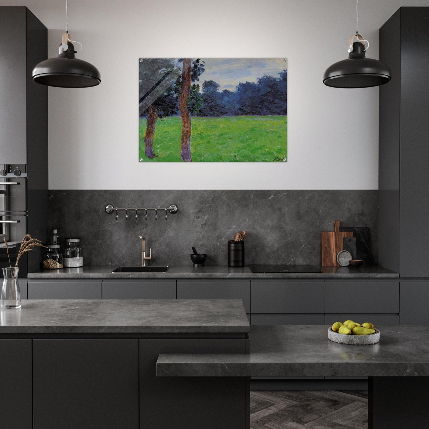 Two Trees in a Meadow - claude monet Acrylic Print - 70x100 cm / 28x40″ inches