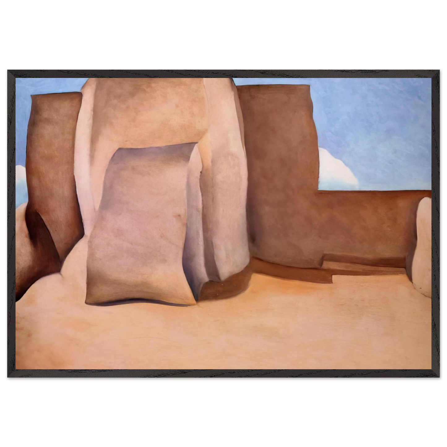Ranchos Church New Mexico - Georgia OKeeffe 70x100 cm / 28x40 inches Framed Art Print – Black Wooden Frame