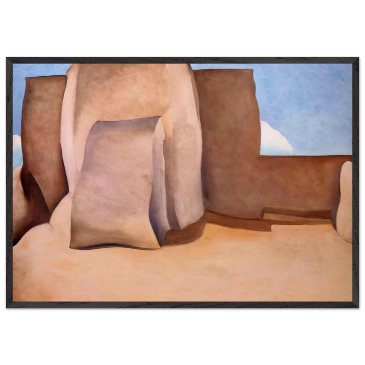 Ranchos Church New Mexico - Georgia OKeeffe 70x100 cm / 28x40 inches Framed Art Print – Black Wooden Frame