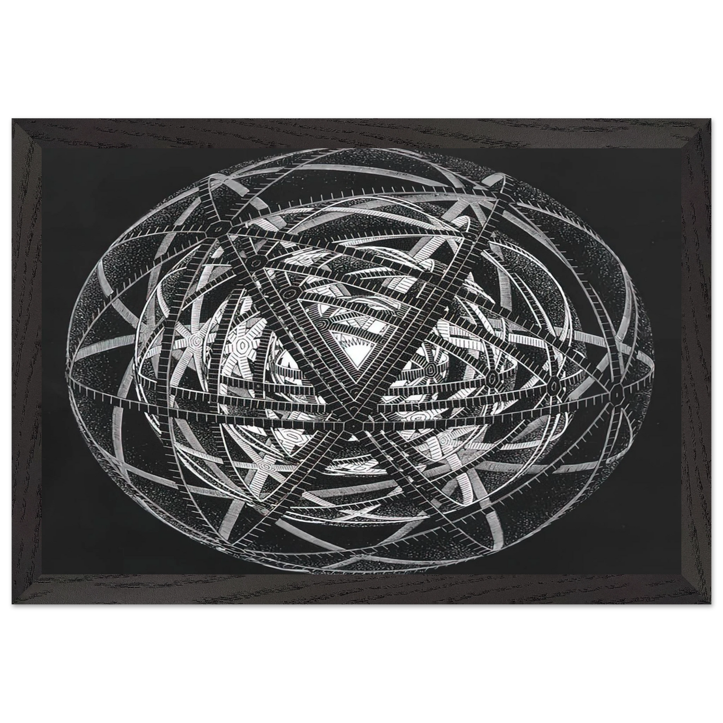MC Escher - CONCENTRIC RINDS Wall Art - 60x80 cm / 24x32 inches - Premium Wooden Framed Poster With Fine Art Paper - Wood frame