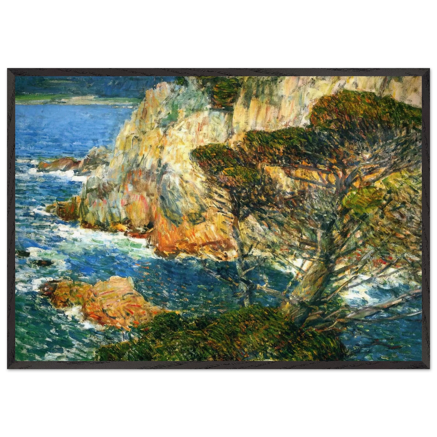 Point Lobos Carmel - Childe Hassam 70x100 cm / 28x40 inches Framed Art Print – Black Wooden Frame