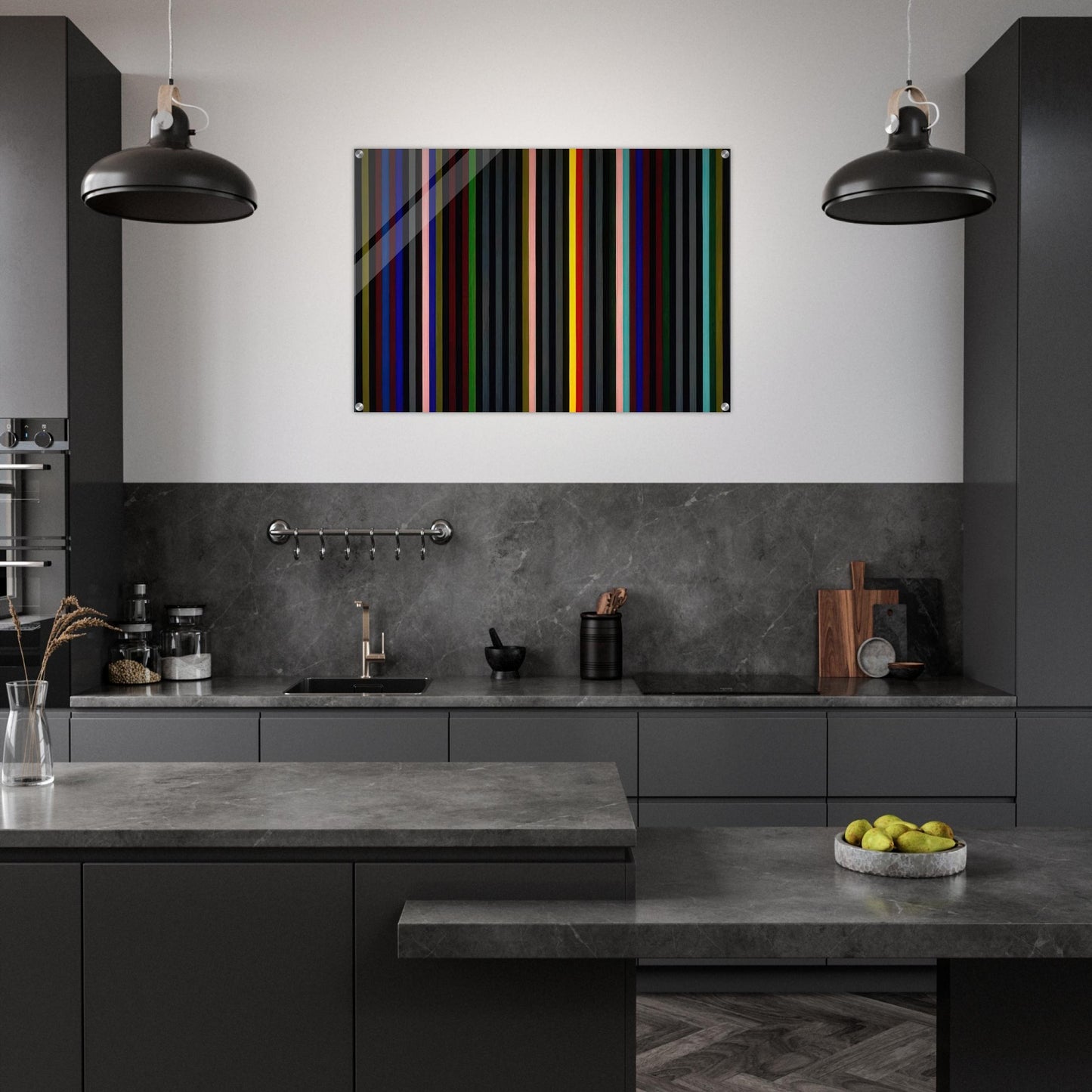 Black Grey Beat - 1964 - Gene Davis Acrylic Print - 70x100 cm / 28x40″ inches