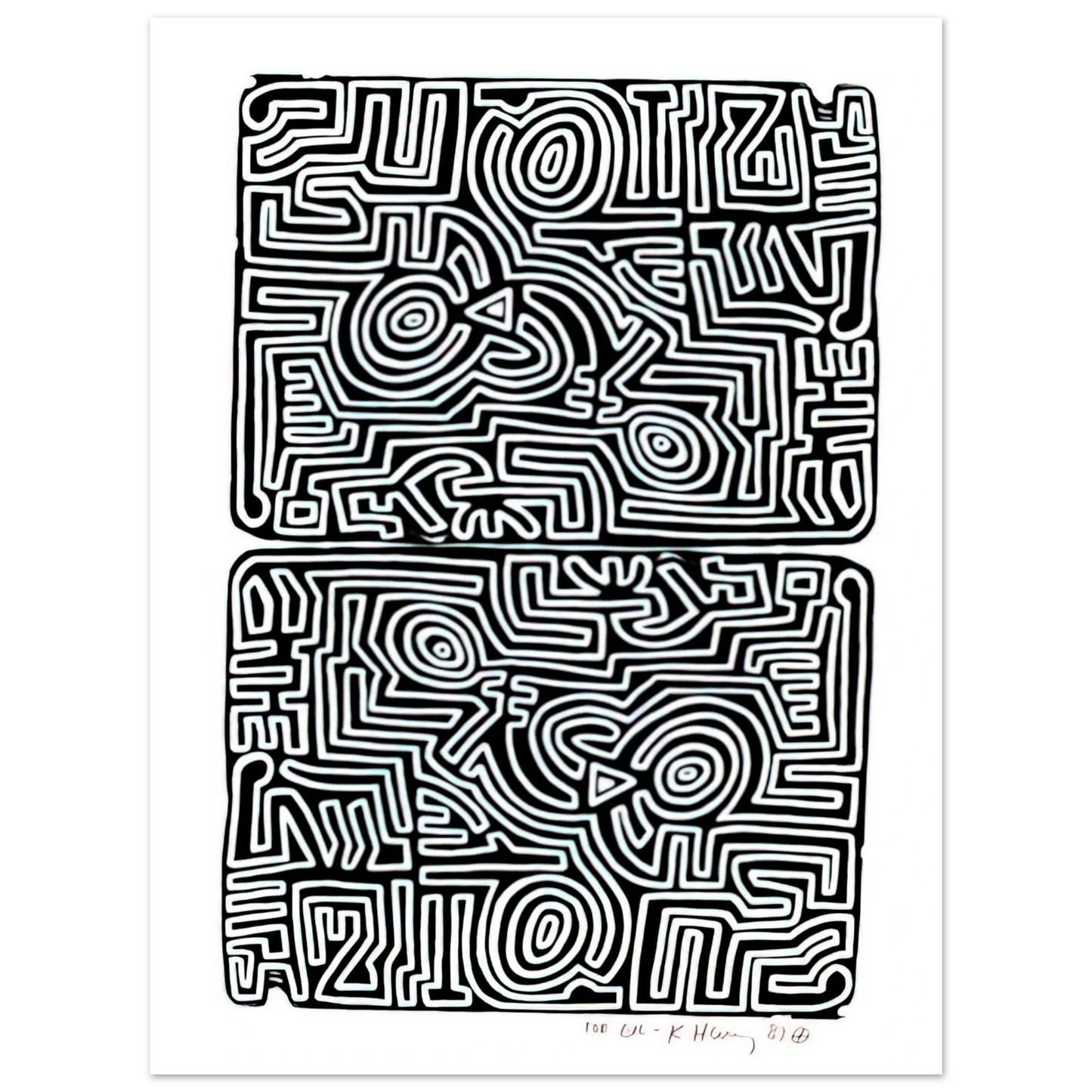 Keith Haring - LABYRINTH 1989 Fine Art Poster - Default Title