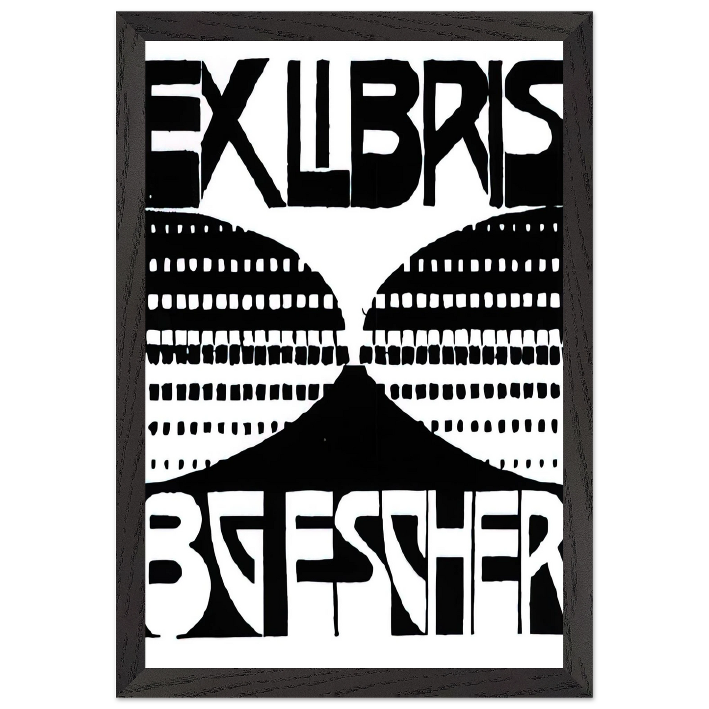 MC Escher - BOOKPLATE B G ESCHER BEER Wall Art - 30x40 cm / 12x16 inches - Premium Wooden Framed Poster With Fine Art Paper - Wood frame