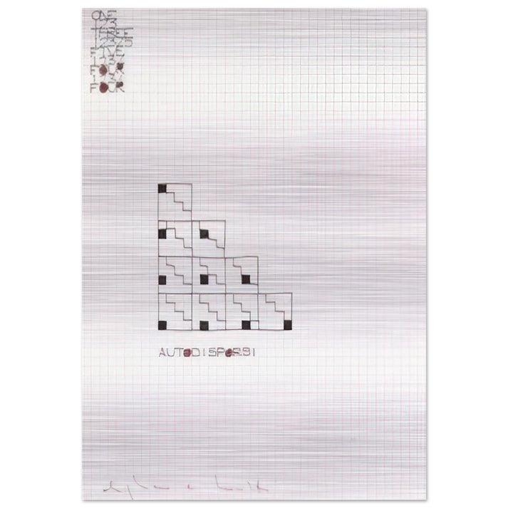 AUTODISPORSI 1975 - Alighiero Boetti Brushed Aluminum Print - 70x100 cm / 28x40 inches | Alighiero Boetti Aluminum Print | Alighiero Boetti Prints