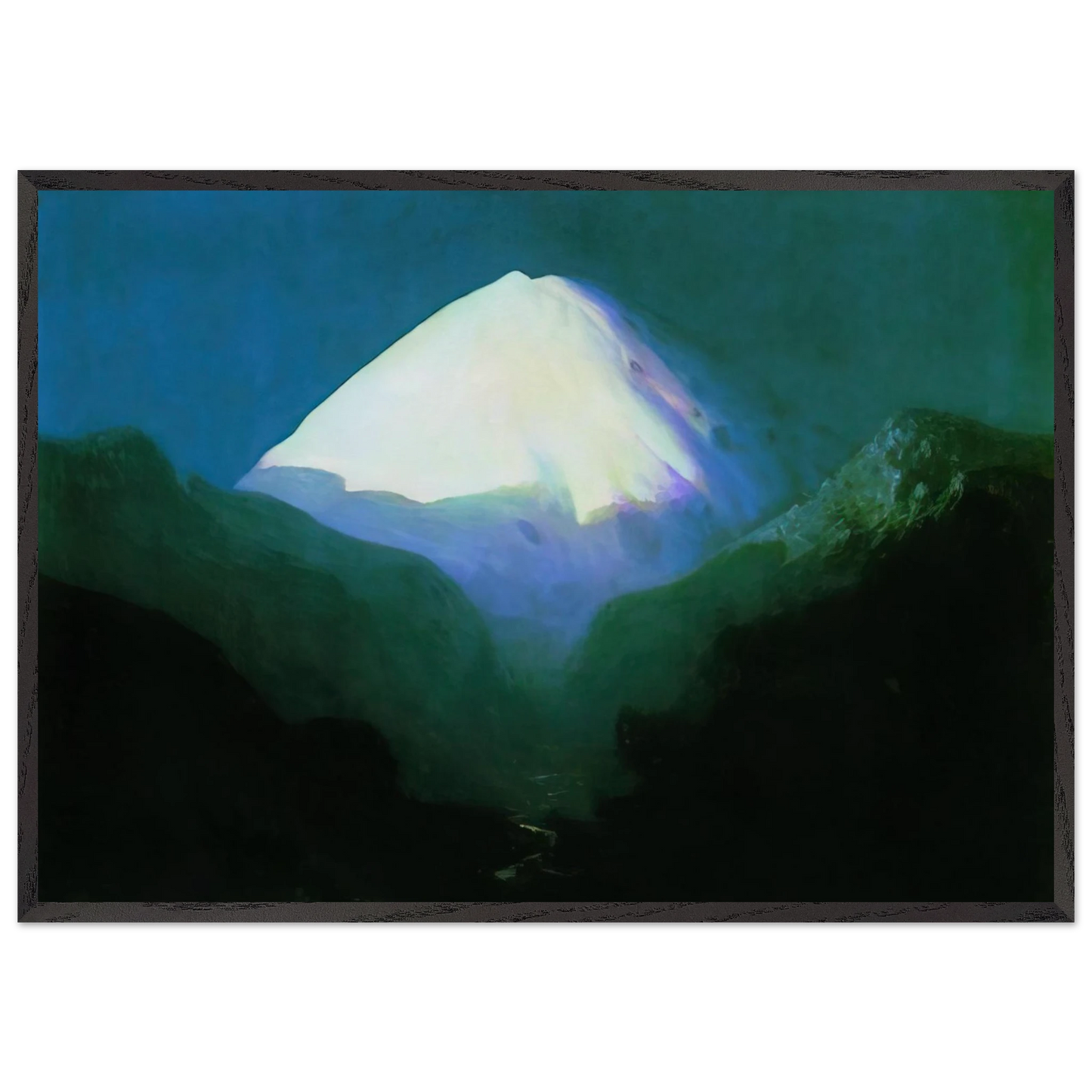 Elbrus Moonlit Night - Arkhyp Kuindzhi 70x100 cm / 28x40 inches Framed Art Print – Black Wooden Frame