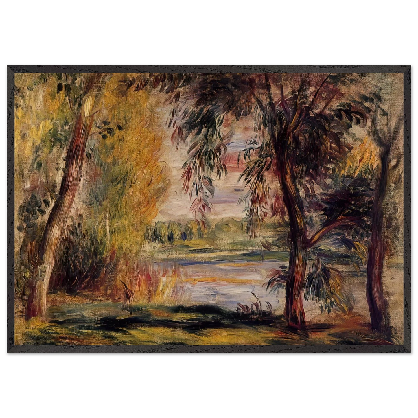 Trees by the Water N2 - Pierre-Auguste Renoir Framed Art Print – Black Wooden Frame - Default Title - -Framed Art Print