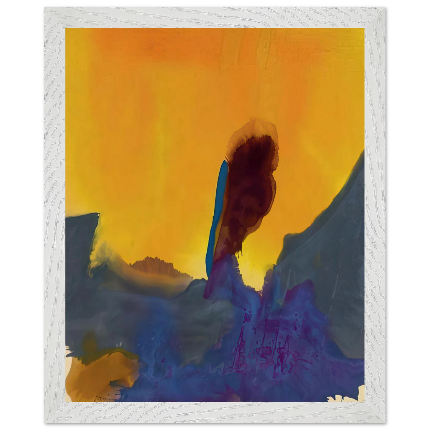 Helen Frankenthaler - Glow II - 1968 Wall art - 60x80 cm / 24x32 inches - Premium Wooden Framed Poster With Fine Art Paper - White frame