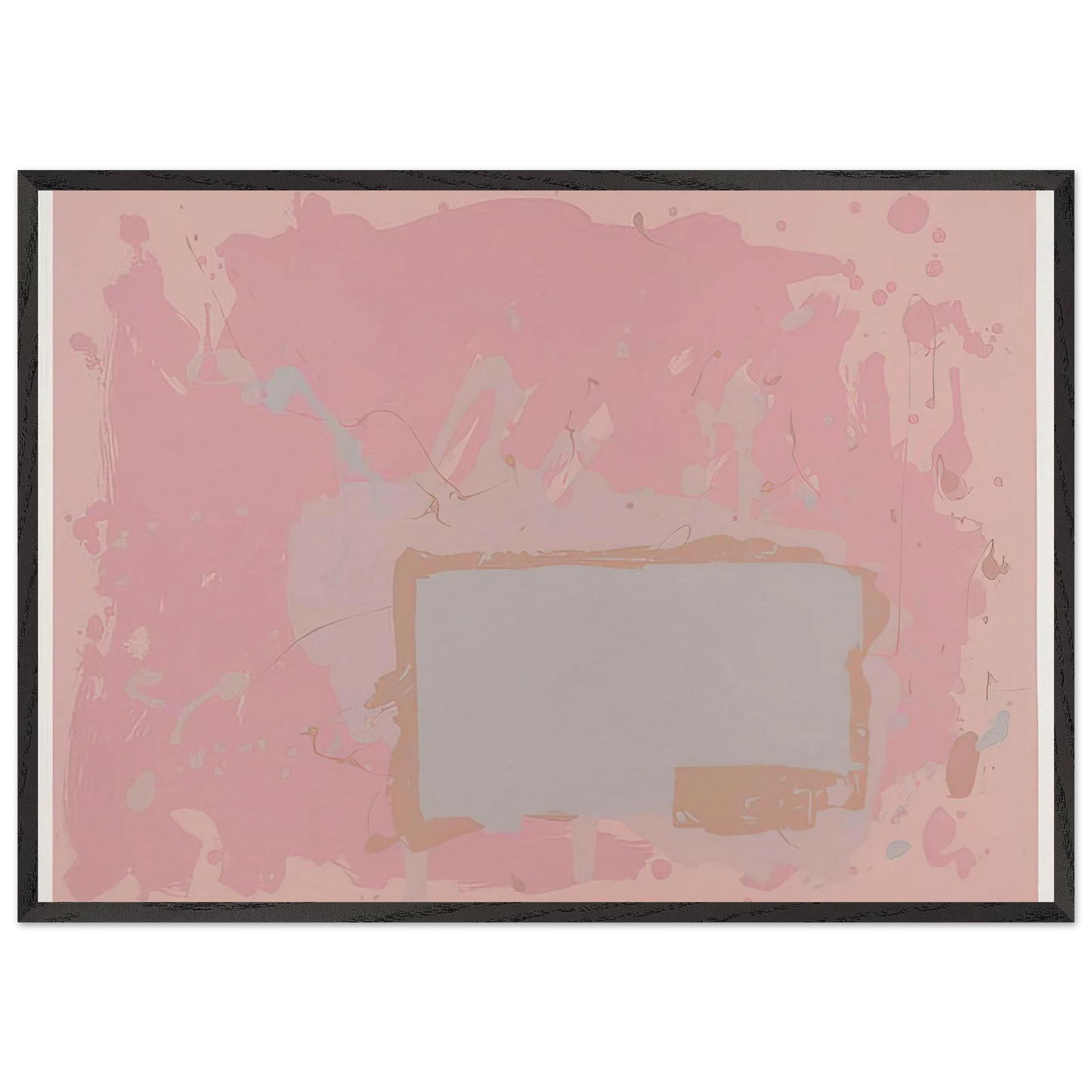Grey Blue on Pink - 1971 - John Hoyland 70x100 cm / 28x40 inches Framed Art Print – Black Wooden Frame