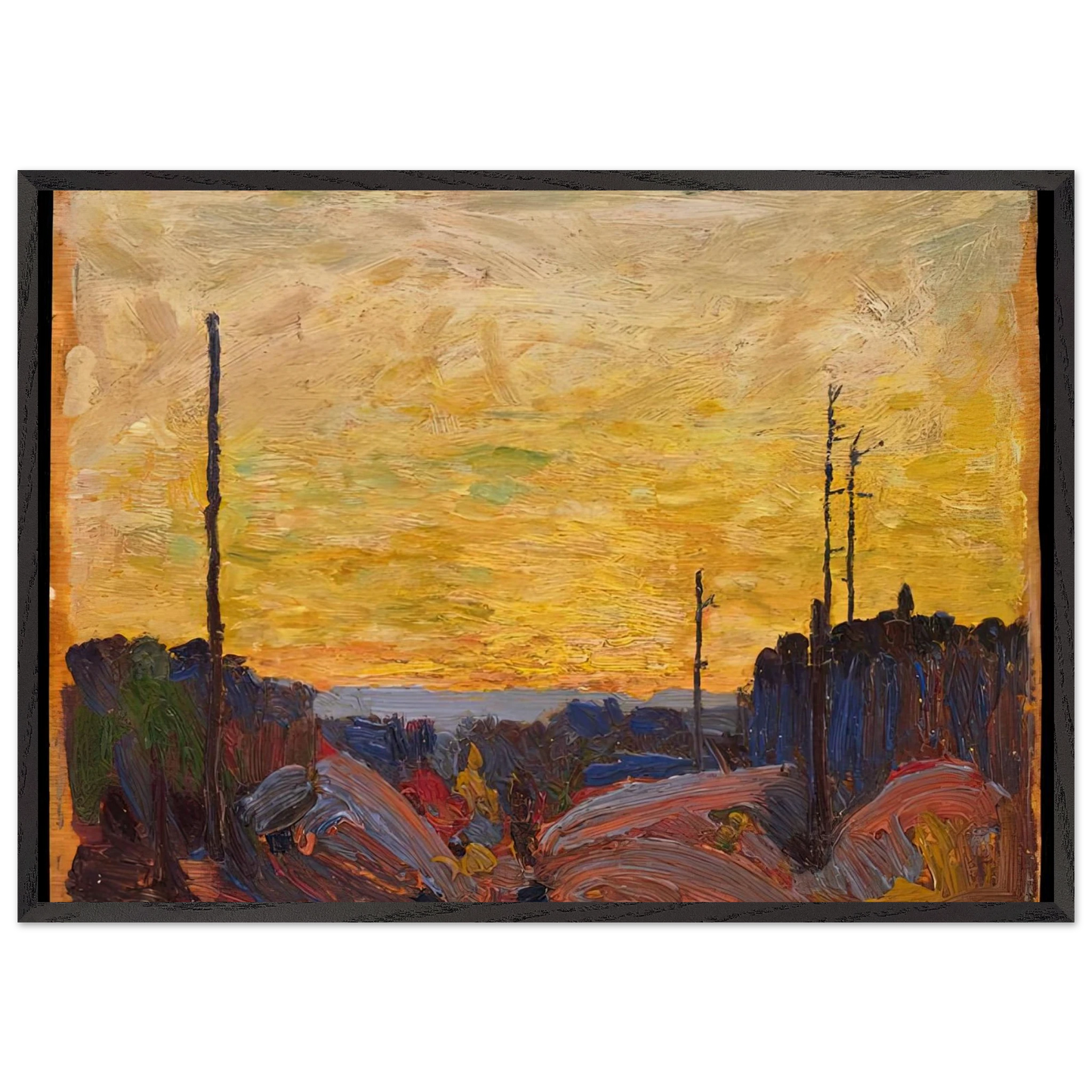 BURNED OVER LAND 1916 - Tom Thomson 70x100 cm / 28x40 inches Framed Art Print – Black Wooden Frame