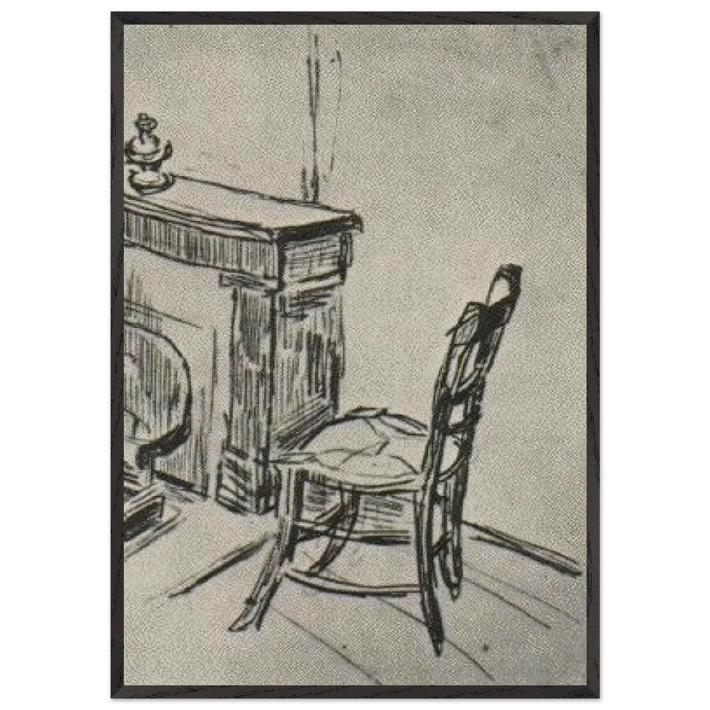 Chair near the Stove - Vincent van Gogh Framed Art Print – Black Wooden Frame - Default Title - -Framed Art Print